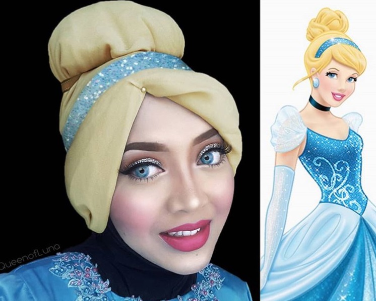 Pomoću hidžaba i šminke se pretvara u crtane junake