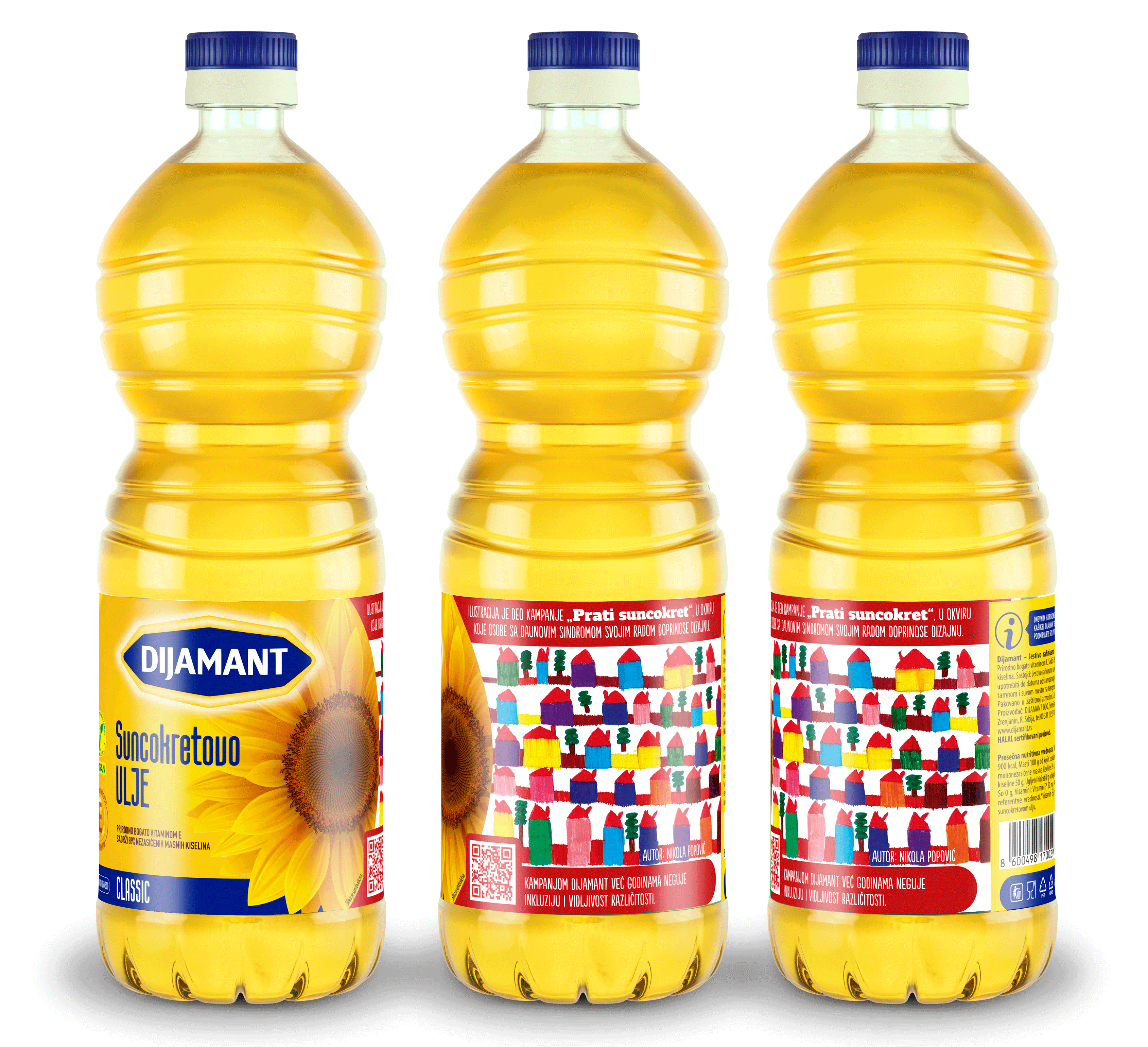 Crteži osoba sa Daunovim sindromom na etiketama Dijamant ulja